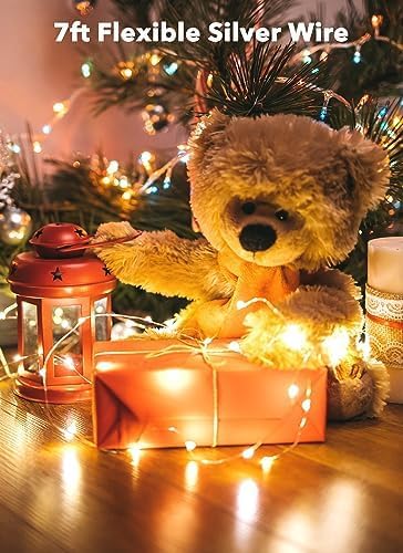 Brightown 12 Pack LED Fairy Lights Battery Operated String Lights - 7ft 20LED Waterproof Silver Wire Firefly Starry Moon Lights for DIY Crafts Wedding Table Centerpieces Party Ramadan Decorations