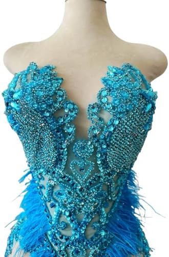 Pure Handmade Bodice lace Rhinestones Applique Sewing Stones Beads Crystal Tr...