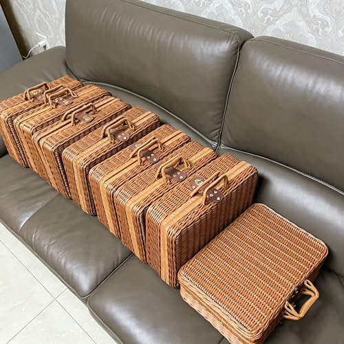 wicker picnic basket with lid picnic basket boxes, front angle view