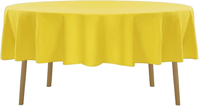 90 inch Round Tablecloth Washable Polyester Table Cloth Decorative Table Cover for Wedding Party Dining Banquet（90 inch, Yellow）