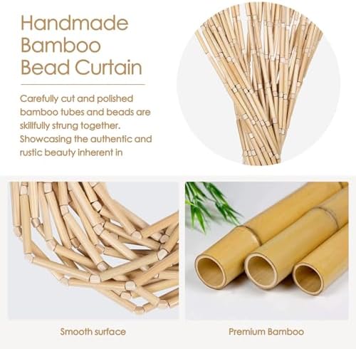 bechaeo handmade bamboo beaded curtain for doorway, natural, close-up detail