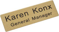 Custom Metal Engraved Name Tag Badge for Business Personalized Identification with Pin or Magnetic Backing ID Badge (Gold/Black, 1" x 3")