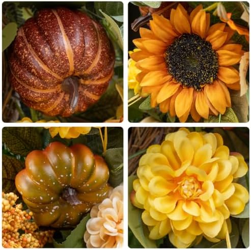 24 inch fall wreaths for front door outside, side view