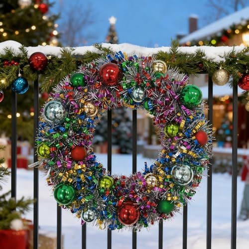 16" christmas wreath for front door, christmas decoration showing dimensions