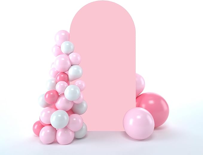 bricia Wedding Arch Backdrop Stand Cover, 5FT Double Sided Stretchy Arch Cover Fitted Wedding Birthday Party Banquet Decoration (Pink 60''Lx25.2''W)