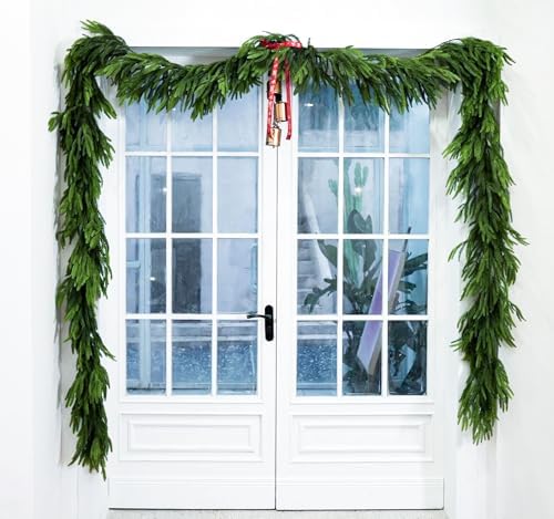 9 ft christmas garland real touch norfolk pine, side view