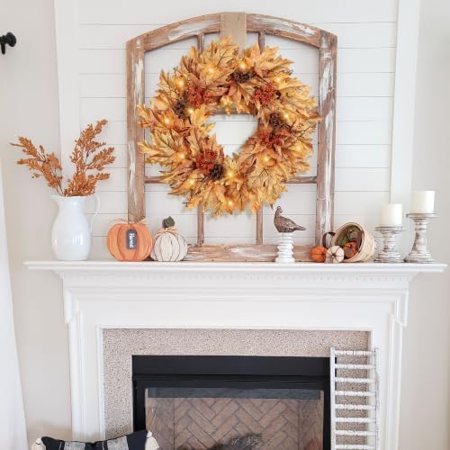24in pre-lit fall wreaths for front door with on a desk or shelf