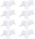 8 Pack White Table Cloth 90 x 132 Inch Rectangular Tablecloths for 6 Foot Rectangle Tables, Wrinkle Resistant White Tablecloth Washable Polyester Fabric Table Covers for Party Wedding Banquet