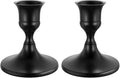 zeochyni Black Taper Candle Holders Set of 2, Vintage Metal Candlestick Holders for Dinner Room Table Centerpiece or Mantel Wedding Party Decor