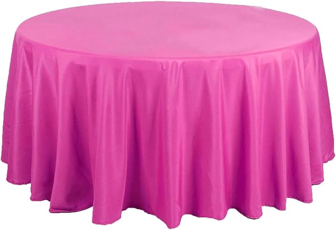 Efavormart Round Tablecloth, 108 Inch Stain & Wrinkle Resistant Washable Table Cloth, Decorative Polyester Fabric Table Cover for Banquet, Wedding, Dining- Fushia