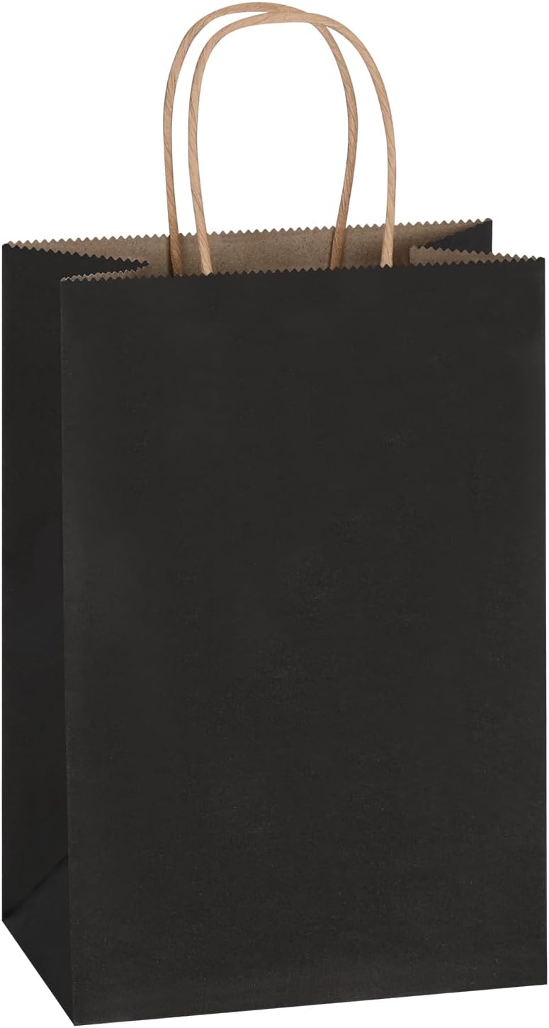 mlyta 300 pack 5.25x3.25x8.5 inch small black kraft, main product view