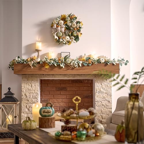 valery madelyn 6ft fall garland for mantle with, side view