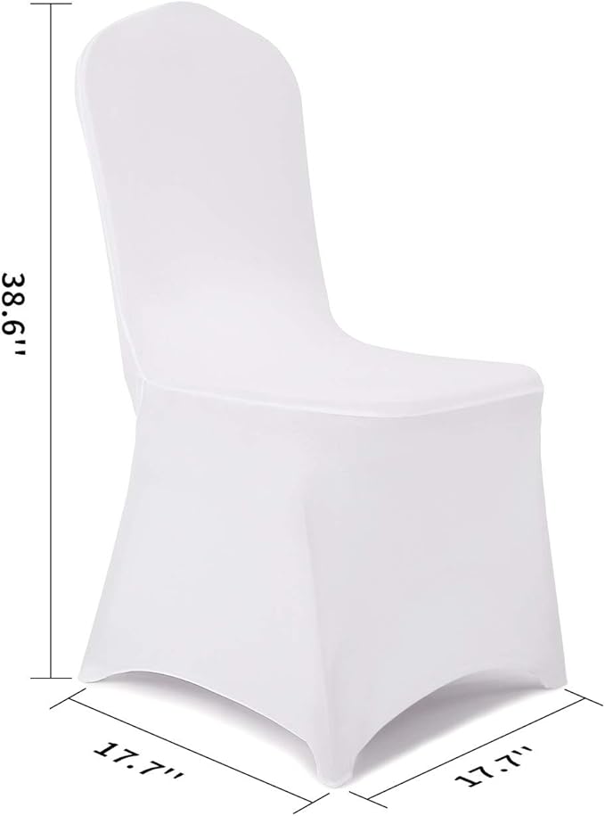 Peomeise 50pcs Stretch Spandex Chair Cover for Wedding Party Dining Banquet Event (White, 50)