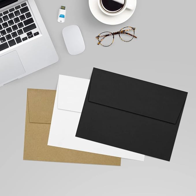 LUXPaper A7 Invitation Envelopes | Peel & Press | 5 1/4" x 7 1/4" | Black Linen | 80lb. Text | 50 Qty