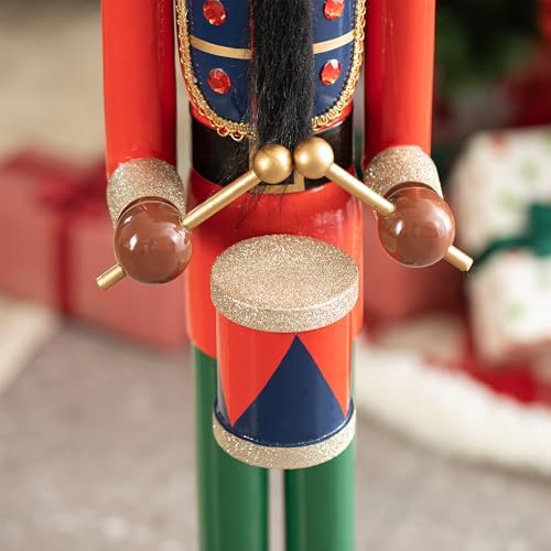 glitzhome 42" christmas soldier nutcracker-wooden african american soldier showing dimensions