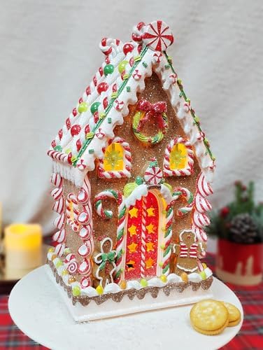 moments in time gingerbread village house 13.78”h handcrafted, side view