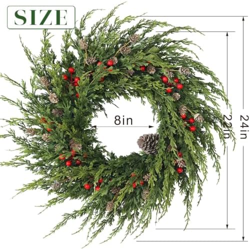 24" artificial christmas cedar wreath with berry for, package contents