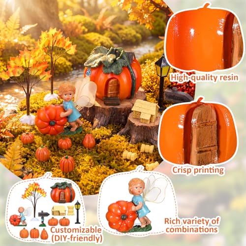 pinkunn 16 pcs fall fairy garden miniature pumpkin, side view