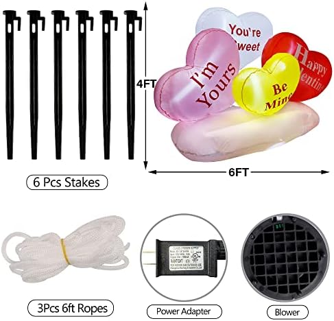 yofit 6 ft long valentine's day inflatable hearts, close-up detail