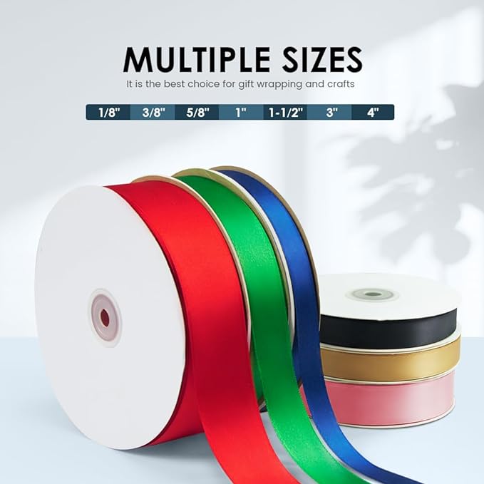 KMER LIFE 1/8"" Wide x 50 Yards Royal Blue Polyester Satin Ribbon, Royal Blue Satin Ribbon Perfect for Wedding Decor, Wreath, Crafts, Gift Wrapping & Other Projects (Royal Blue)