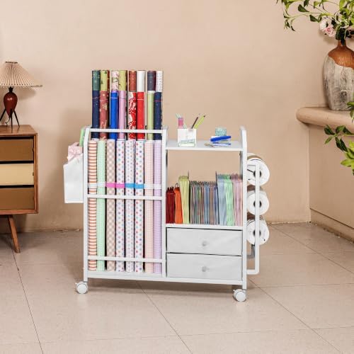 aquzee wrapping paper storage, rolling gift wrap station, view 9