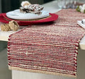 Chardin home Natural Jute Table Runner 13x90 Inch – Vintage Boho Rustic Table Decor – Handwoven Table Runner in Natural Jute and Red – Farmhouse Dining or Console Table Accent