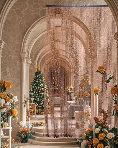 52 strands handmade natural beaded curtain for doorways, front angle view