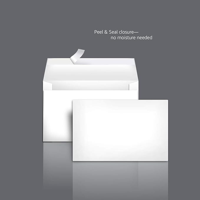 Amazon Basics A9 Blank Invitation Envelopes with Peel and Seal Closure, 5-3/4 x 8-3/4 Inches, White - Pack of 100