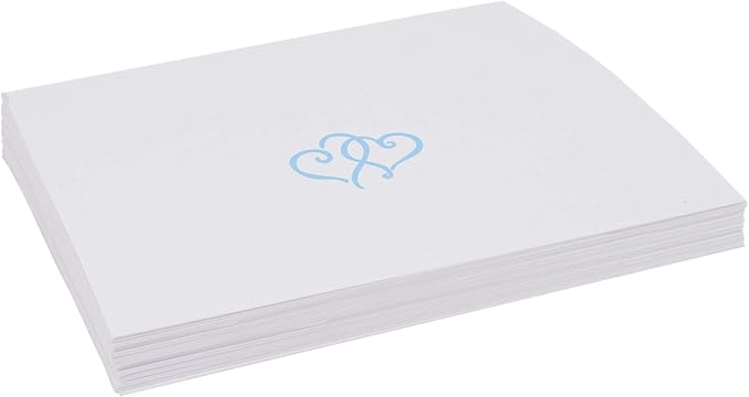 Linked Hearts Place Cards, Light Blue (Choose Color), Set of 25, Pre-cut and Scored - Wedding, Party, Dinner, and Special Events - Made in the USA