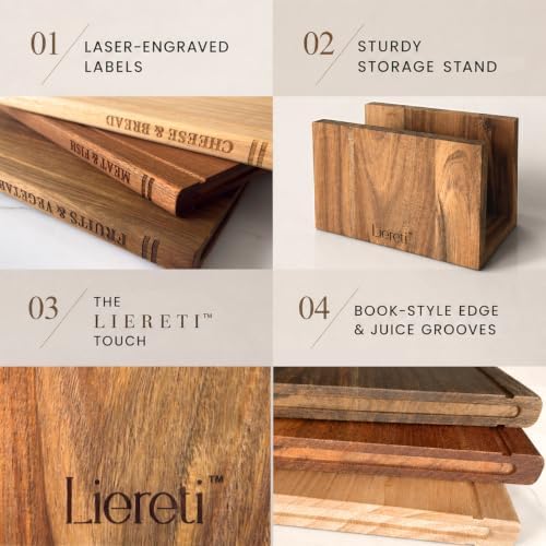 premium book cutting board set with stand –, view 9