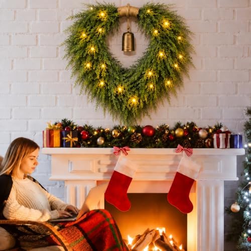 hungdao 21.6" christmas norfolk pine heart wreath with, package contents