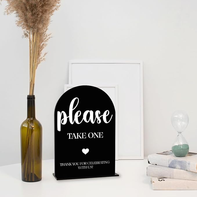 Black Please Take One Sign, Wedding Engagement Bridal Shower Baby Shower Decor for Reception Reception, Weddings Acrylic Sign