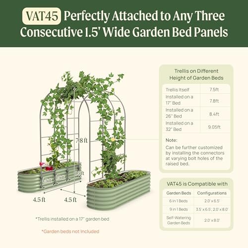 vego garden modular arched trellis system 4.5' long shown in use
