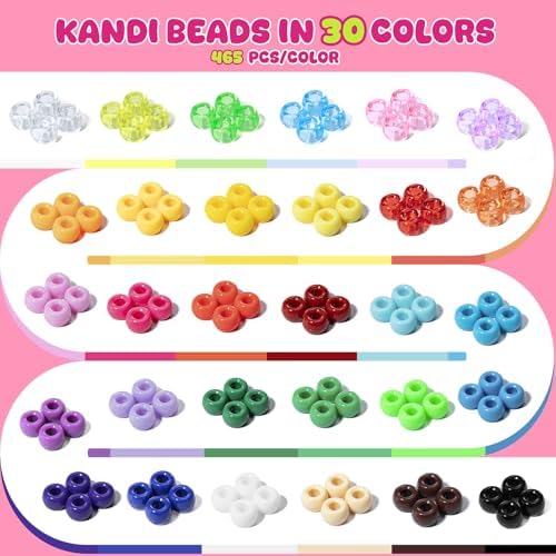 simetufy 14000pcs pony beads bulk, 30 colors 6x9, side view