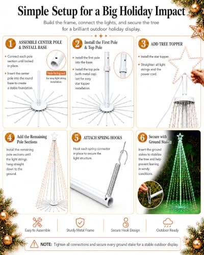 12ft smart 3d rgb animated outdoor christmas cone, package contents