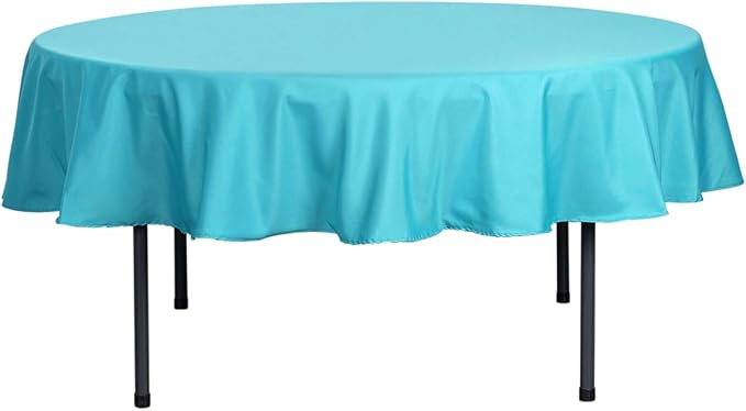 Efavormart Round Tablecloth, 90 Inch Stain & Wrinkle Resistant Washable Table Cloth, Decorative Polyester Fabric Table Cover for Banquet, Wedding, Dining- Turquoise