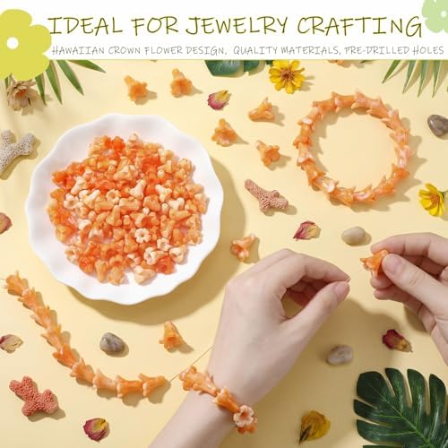 jutom 100 pcs puakenikeni flower beads hawaiian for showing dimensions