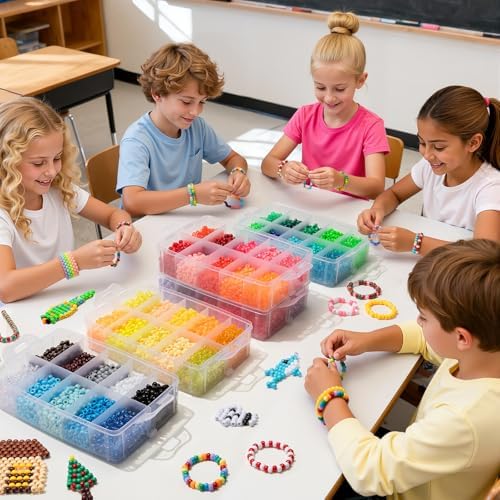 simetufy 14000pcs pony beads bulk 50 colors for shown in use