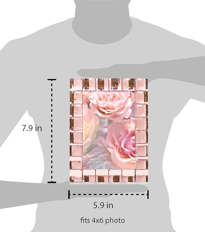 Isaac Jacobs Decorative Sparkling Jewel Picture Frame, Photo Display & Home Décor (4x6, Blush)
