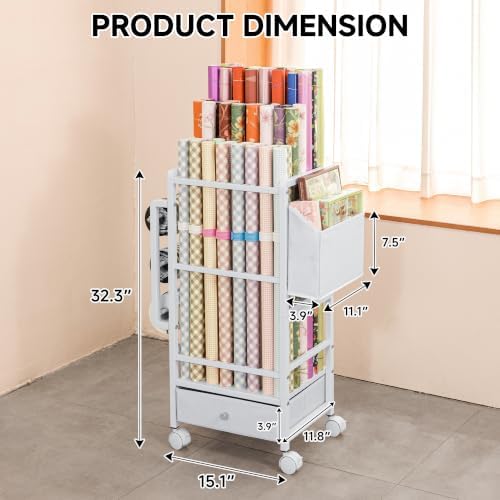 aquzee wrapping paper storage, wrapping paper cart with, close-up detail