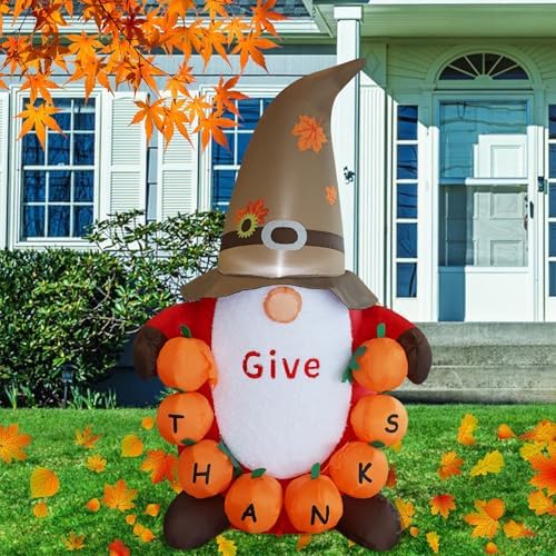 juegoal thanksgiving inflatable gnome, 4 ft lighted cute, main product view
