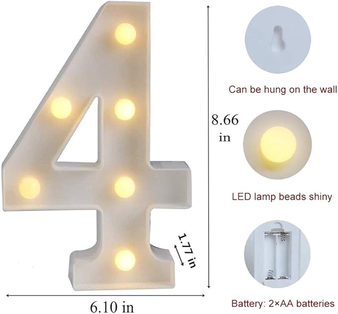 MUMUXI Marquee Light Up Letters | Large Light Up Numbers | Battery Powered and Bright with Every Letter of The Alphabet | for Wedding, Birthday, Party, Celebration, Christmas or Home Decoration (4)