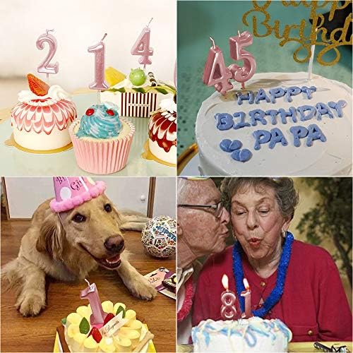 2nd Birthday Candle Two Years Pink Happy Birthday Number 2 Candles for Cake Topper Decoration for Party Kids Adults Numeral 20 23 12 26 29 21 27 62 25