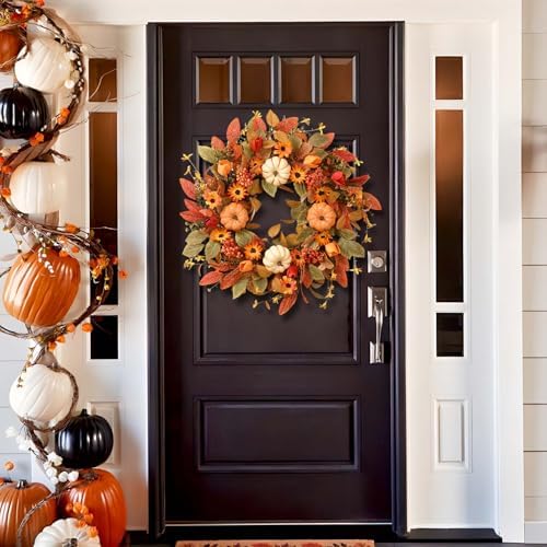 waipfaru 26" fall wreaths for front door outside on a desk or shelf