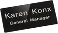 Custom Engraved Name Tag Badge for Business Personalized Identification with Pin or Magnetic Backing Aluminum ID Badge (Black/White, 1.5" x 3")