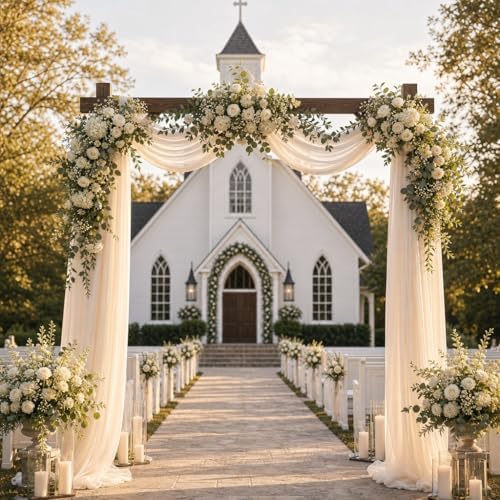 thorise 7.3ft wooden wedding arch stand square wood shown in use