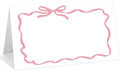 25 Pack Pink Bow Wave Place Cards, Editable Name Cards for Table Setting, Tent Cards Food Label for Dinner Party, Bridal Shower, Wedding, Baby Shower and Events -T14