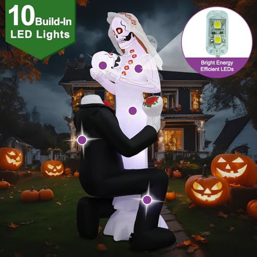 halloween inflatables giant 8ft tall skeleton couple day, close-up detail