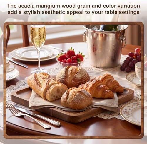 wenqik 18 pieces acacia wood tray set, serving, package contents