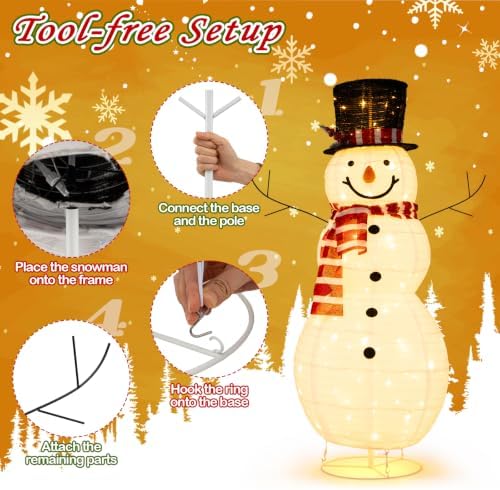 tangkula 4.2 ft outdoor lighted christmas snowman, yard on a desk or shelf